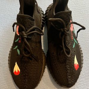 Black Tennis shoes with floral design